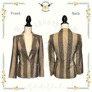 VTG Dorset Designs Women's Striped Blazer Brown Sz 4 Suit Jacket Business Casual